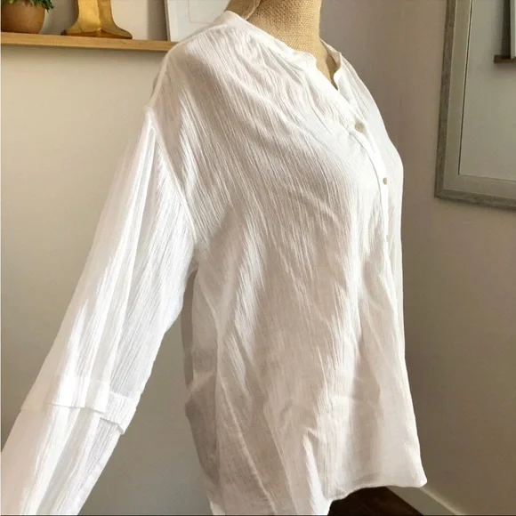 Vince White Crinkle Cotton Blouse - Picture 11 of 13